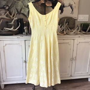 1950’s Vintage Yellow Party Cocktail Lace Dress 2